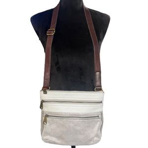Fossil Explorer Metallic and Cream Crossbody